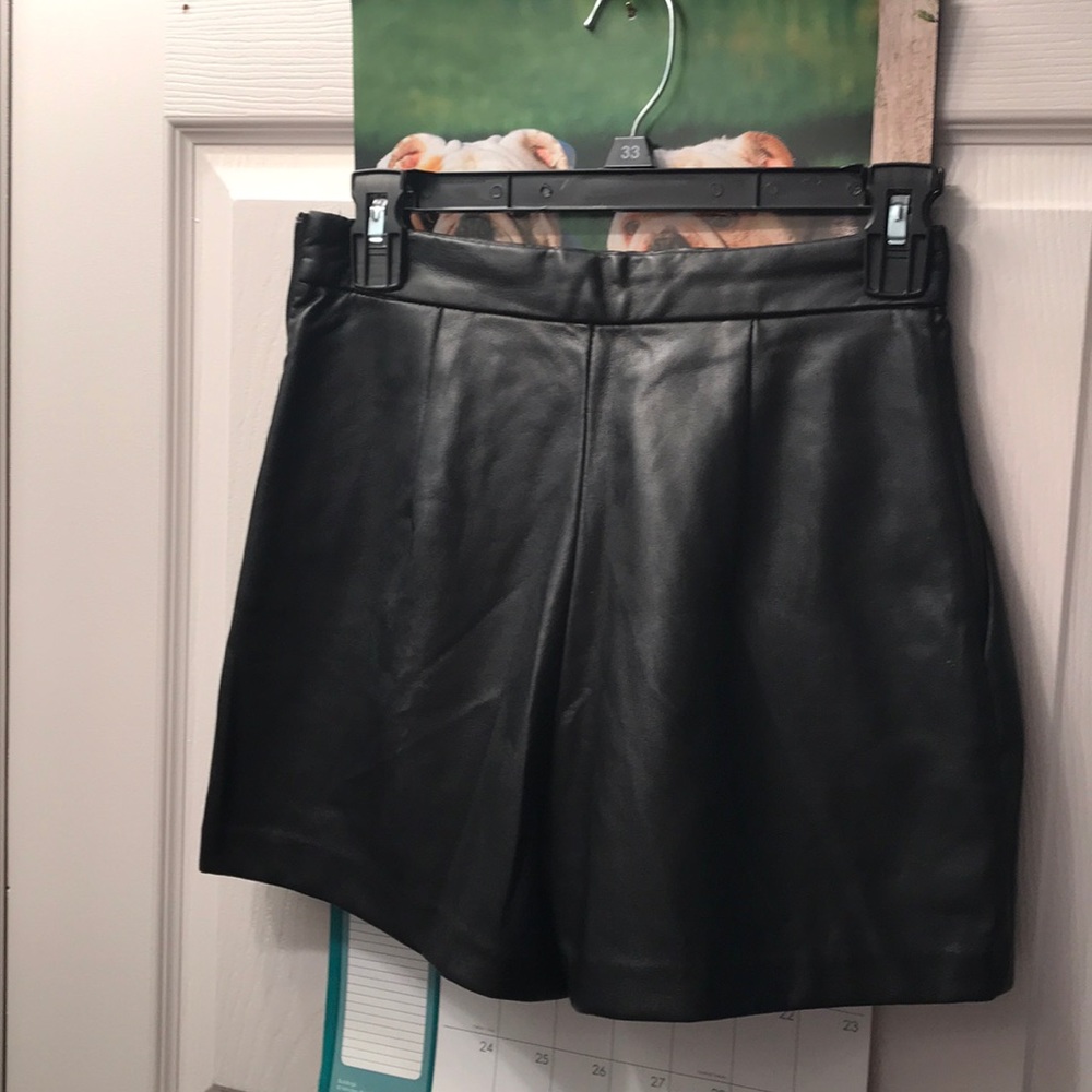 Black pleather wise legged h&m shorts